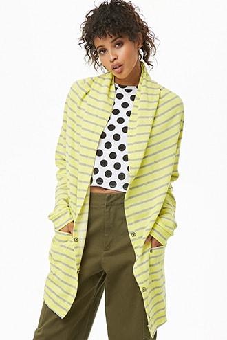 Forever21 Neon Striped Shawl Collar Cardigan