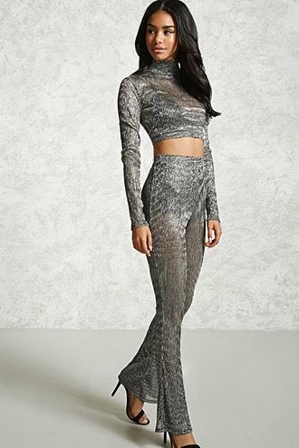 Forever21 Metallic Flare Pants