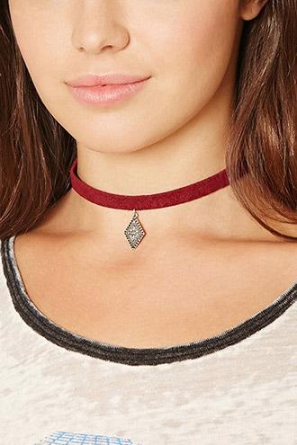 Forever21 Faux Leather Pendant Choker