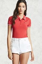 Forever21 Rainbow Graphic Polo Shirt