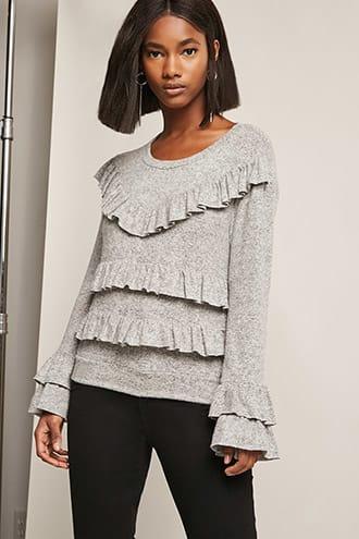 Forever21 Ruffle Marled Top