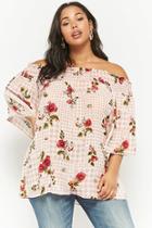 Forever21 Plus Size Floral Gingham Off-the-shoulder Top