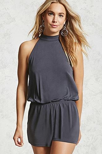 Forever21 Sleeveless Mock Neck Romper