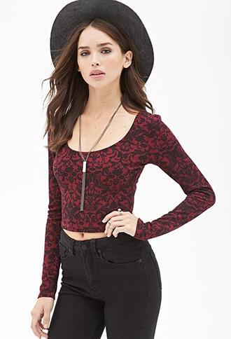 Forever21 Baroque Print Crop Top