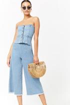 Forever21 Raw-cut Wide-leg Ankle Jeans