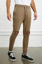 21 Men Men's  Taupe Distressed Heathered Joggers