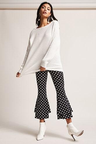 Forever21 Publik Polka Dot Cropped Flare Pants