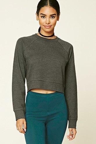 Forever21 Plus Women's  Charcoal Heather French Terry Knit Pullover