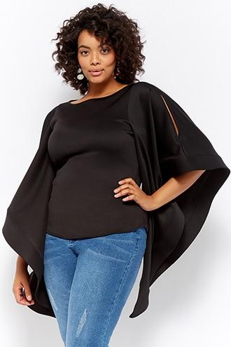 Forever21 Plus Size Scuba Knit Angel-sleeve Top