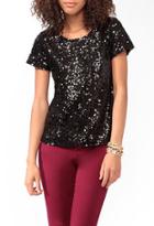 Forever21 Women's  Black Relaxed Sequined Top
