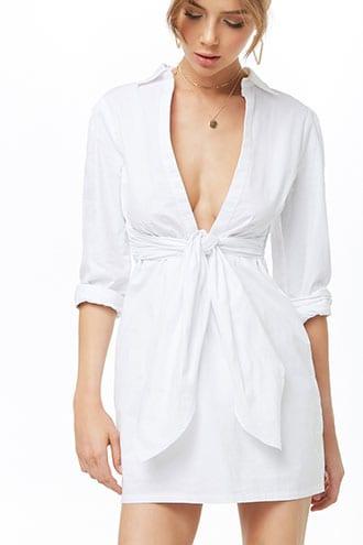 Forever21 Plunging Poplin Mini Dress