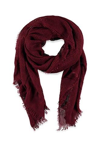 Forever21 Loose Knit Fringe Scarf (burgundy)