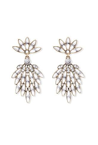 Forever21 Clustered Rhinestone Drop Earrings (b.gold/clear)
