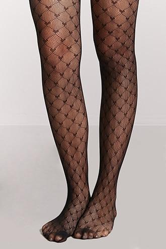 Forever21 Heart Fishnet Tights