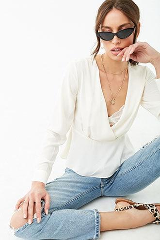 Forever21 Chiffon Flounce-hem Top