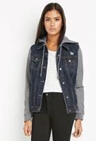 Forever21 Life In Progress Hooded Denim Combo Jacket
