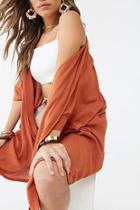 Forever21 Crinkled Open-front Longline Cardigan