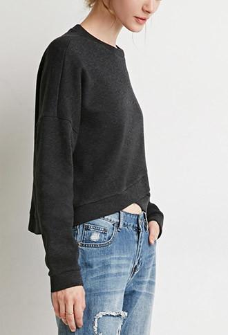 Love21 Origami-hem Heathered Sweater