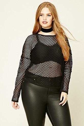 Forever21 Plus Women's  Plus Size Mesh Knit Top
