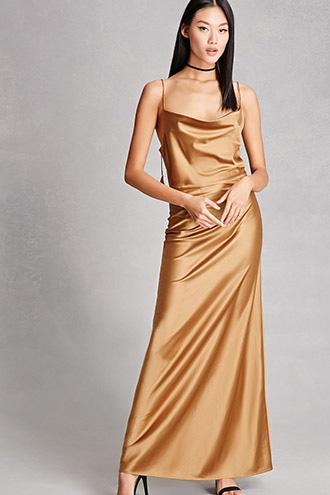 Forever21 Line And Dot Satin Slip Dress
