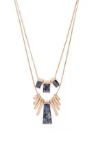 Forever21 Gold & Blue Faux Stone Layered Necklace