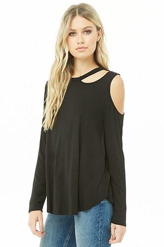 Forever21 Slub Knit One-shoulder High-low Top