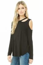 Forever21 Slub Knit One-shoulder High-low Top