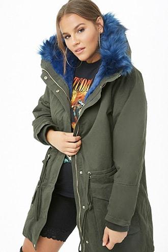 Forever21 Plus Size Faux Fur-lined Hooded Jacket