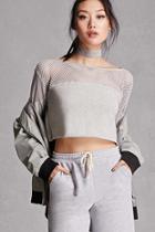Forever21 Open-knit Panel Crop Top