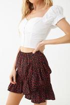 Forever21 Heart Print Ruffle-trim Skirt