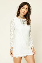 Love21 Women's  Ivory Contemporary Lace Dress