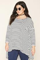 Forever21 Plus Women's  Plus Size Stripe High-low Top