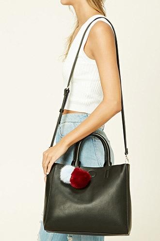 Forever21 Faux Leather Pom-pom Satchel