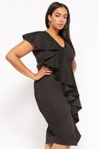 Forever21 Plus Size Ruffle-trim V-neck Bodycon Dress