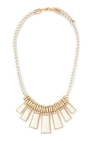 Forever21 Cream & Gold Faux Gem Statement Necklace