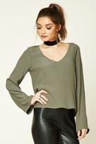 Forever21 Crepe Bell-sleeve Top
