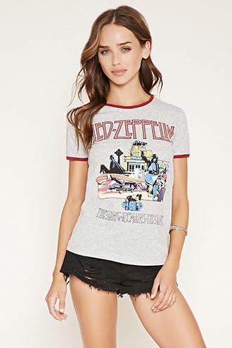 Forever21 Women's  Led Zeppelin Ringer Tee