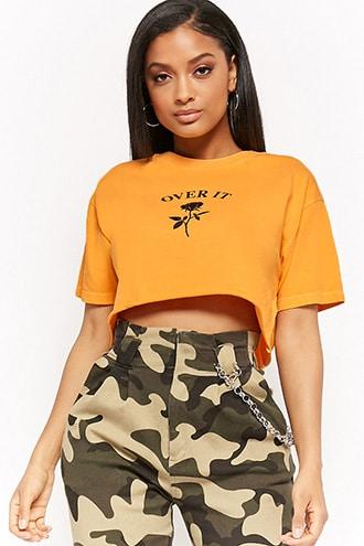 Forever21 Over It Graphic Cropped Tee