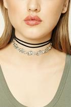 Forever21 Black & Clear Layered Velvet Choker