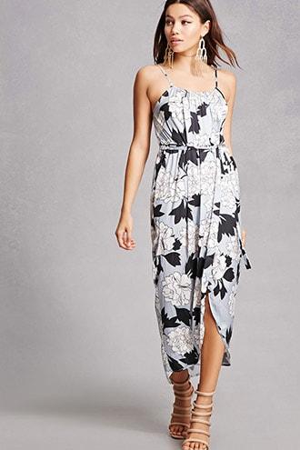 Forever21 Satin Floral Tulip Dress