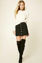 Love21 Women's  Black Contemporary Denim Mini Skirt