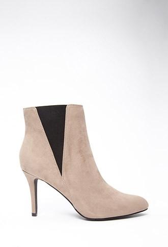 Forever21 Women's  Light Grey Faux Suede Ankle Booties