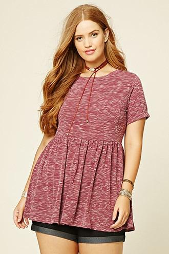 Forever21 Plus Women's  Burgundy Plus Size Marled Tunic