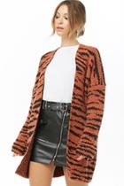 Forever21 Tiger Print Boucle Knit Cardigan