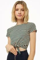 Forever21 Striped Tie-hem Tee