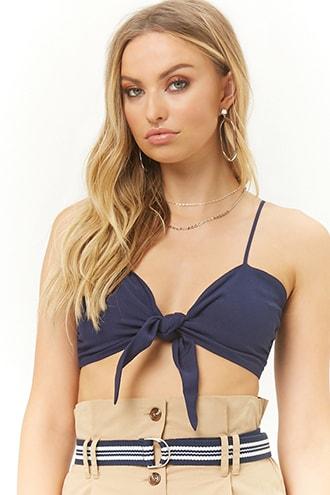 Forever21 Knotted Tie-front Crop Cami