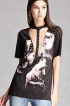 Forever21 Wolves Graphic Cutout Tee