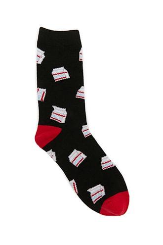 Forever21 Men Milk Carton Print Crew Socks