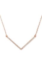 Forever21 Rose Gold & Clear Chevron Longline Necklace