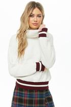 Forever21 Striped-trim Plush Sweater